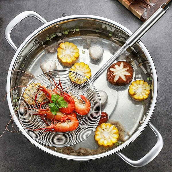 Stainless Steel Skimmer With Handle For Frying And Serving Food Pasta Spaghetti Noodles Diameter 20Cm Colanders Strainers & Sifters