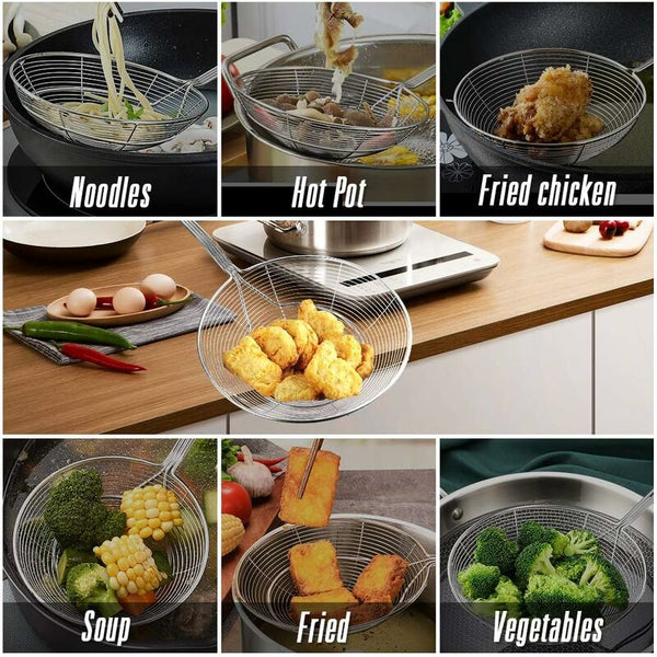 Stainless Steel Skimmer With Handle For Frying And Serving Food Pasta Spaghetti Noodles Diameter 20Cm Colanders Strainers & Sifters