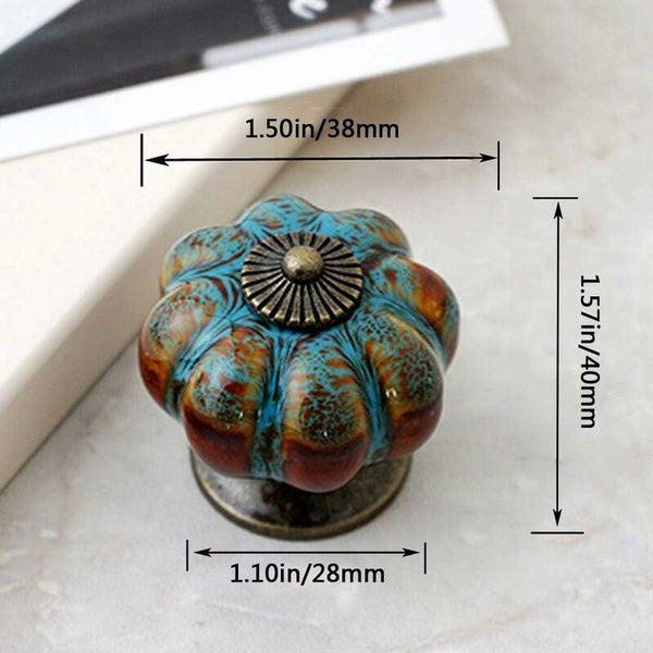 6 Pcs Ceramic Glazed Door Handles For Cabinets Bathrooms Wardrobes Drawers (Blue) Door Knobs
