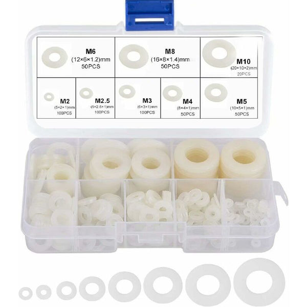 Nylon Washer Assortment M2.5 M10 520 Pcs Flat & Round Spacers Screws & Bolts