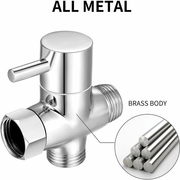 3 Way Valve G1/2" Solid Brass Hand Shower Set Universal Accessories Other Shower & Bath Accessories