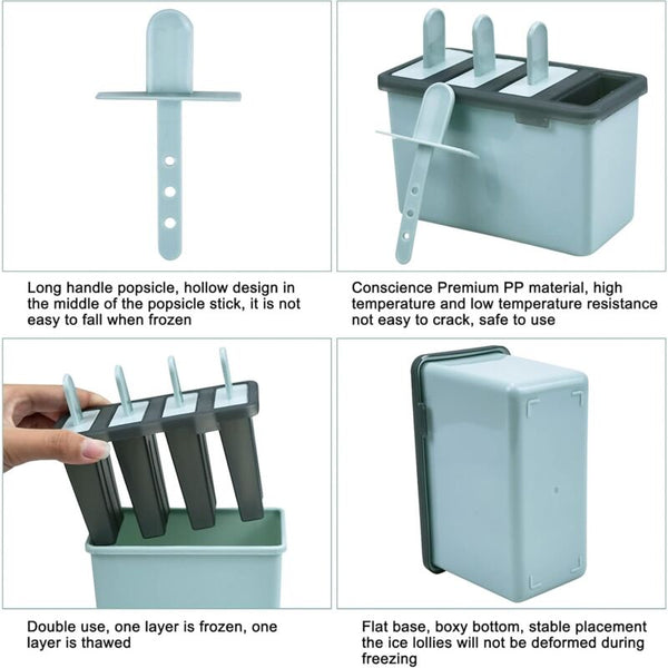 8 Cell Ice Cream Mold With Stick Lolly Molds Reusable Popsicle For Kids And Adults Bpa Free Sugarcraft & Chocolate Moulds