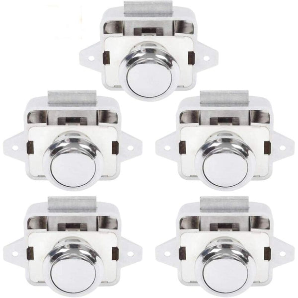 5 Pcs Silver Push Button Camper Door Lock Latch For Rv Motorhome Caravan Door Locks & Lock Mechanisms