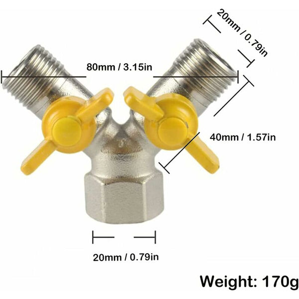 1/2 Inch Switch Valve Y Shaped Three Way With Shut Off Shower Head Arm Washing Machine Spout Yellow Silver Other Shower & Bath Accessories