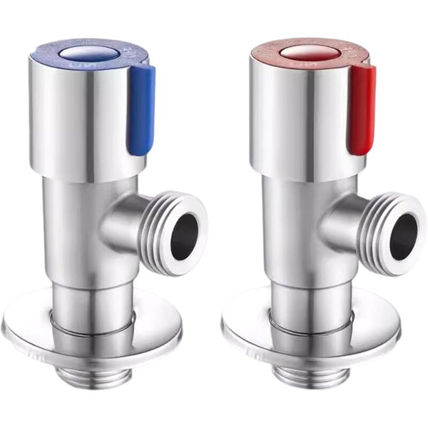 2 Pcs Stainless Steel Faucet Angle Valve 1/2' Control For Bathroom Kitchen Toilet (Blue Red) Connectors Valves & Accessories