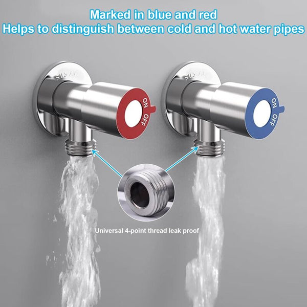 2 Pcs Stainless Steel Faucet Angle Valve 1/2' Control For Bathroom Kitchen Toilet (Blue Red) Connectors Valves & Accessories