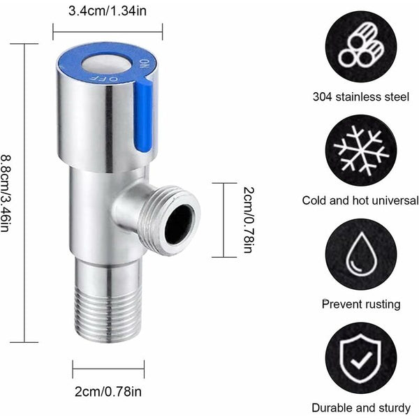 2 Pcs Stainless Steel Faucet Angle Valve 1/2' Control For Bathroom Kitchen Toilet (Blue Red) Connectors Valves & Accessories