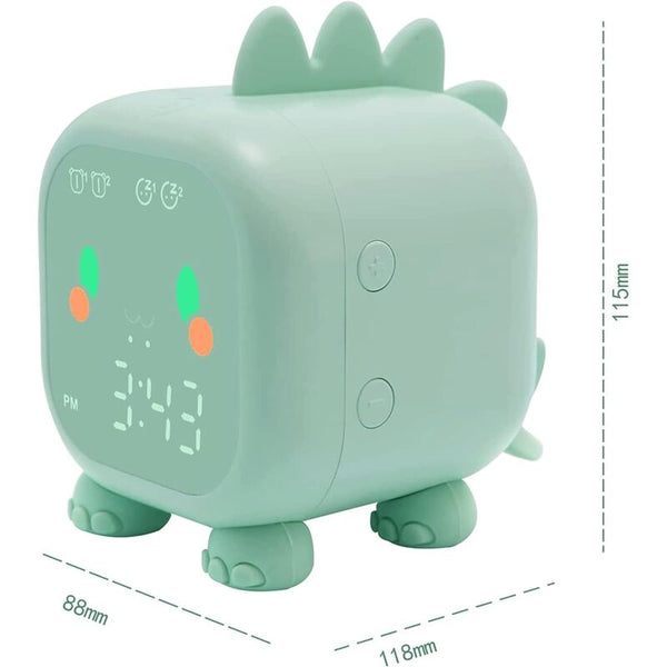 Cute Kids Alarm Clock Multifunctional Adjustable Night Light Countdown Snooze Voice Control Rechargeable (Green) Alarm Clocks & Clock Radios