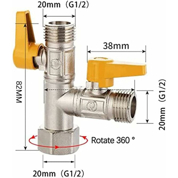 Brass Three Way Valve Shower Connection Kitchen Or Bathroom Stop Other Shower & Bath Accessories