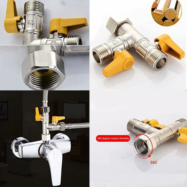 Brass Three Way Valve Shower Connection Kitchen Or Bathroom Stop Other Shower & Bath Accessories