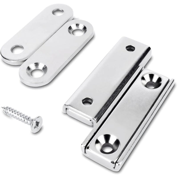 2 Pcs Rectangular Neodymium Magnets With Hole 40X13.8X5mm 15Kg Force + Steel Washers Screws Included Lifting Magnets
