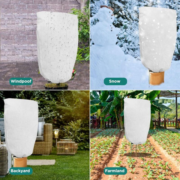 2 Pieces Plant Winter Protection Bags For Potted Plants White Solid 100 X 80 Cm Other Plant Care & Accessories