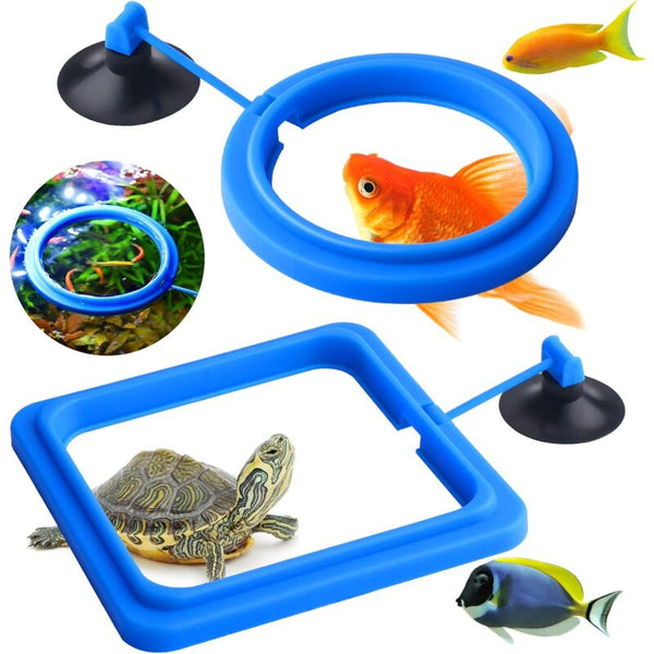 2 Pcs Fish Feeding Rings Aquarium Feeder Food For Guppy Betta Goldfish Blue Fish Feeders