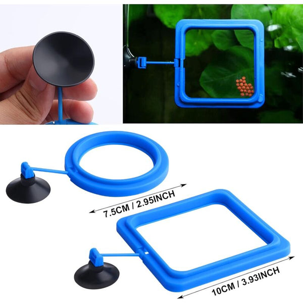 2 Pcs Fish Feeding Rings Aquarium Feeder Food For Guppy Betta Goldfish Blue Fish Feeders