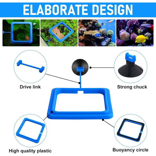 2 Pcs Fish Feeding Rings Aquarium Feeder Food For Guppy Betta Goldfish Blue Fish Feeders