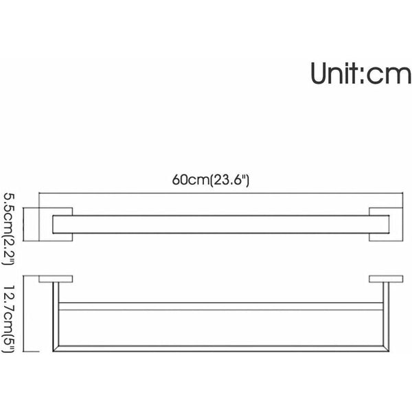 Double Towel Bar 60Cm Chrome Polished Stainless Steel Wall Mounted Towel Racks
