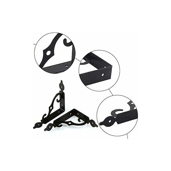 4 Pack Black Iron Triangle Shelf Brackets Heavy Duty Wall Mount Braces & Brackets