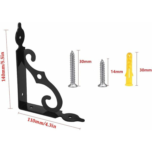 4 Pack Black Iron Triangle Shelf Brackets Heavy Duty Wall Mount Braces & Brackets