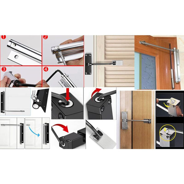 Automatic Spring Door Closer Adjustable Tension For Home & Commercial Use Door Stops
