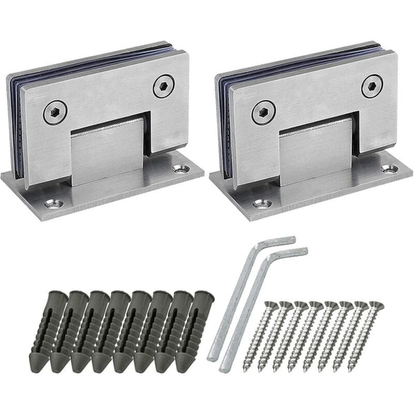 2 Pack 90 Degree Shower With Screws 4Mm Thickness Stainless Steel For Bathroom And Glass (Silver) Door Hinges