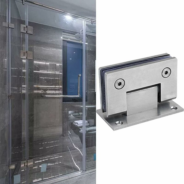 2 Pack 90 Degree Shower With Screws 4Mm Thickness Stainless Steel For Bathroom And Glass (Silver) Door Hinges