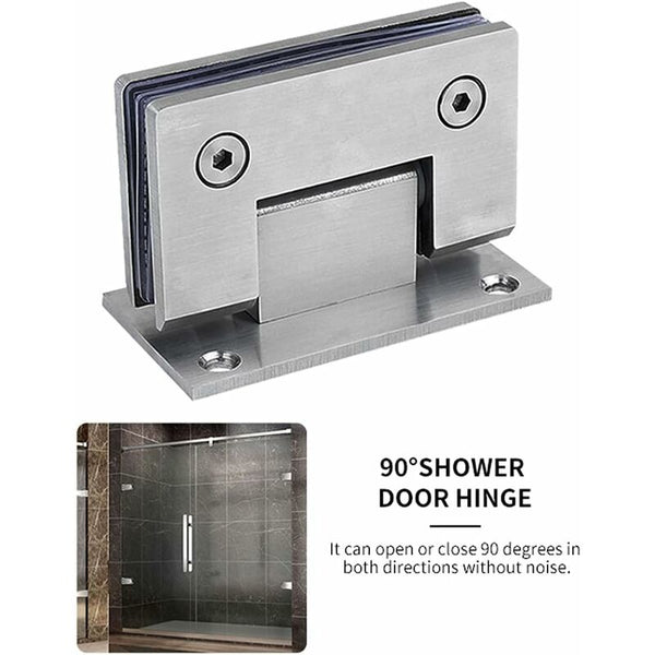 2 Pack 90 Degree Shower With Screws 4Mm Thickness Stainless Steel For Bathroom And Glass (Silver) Door Hinges