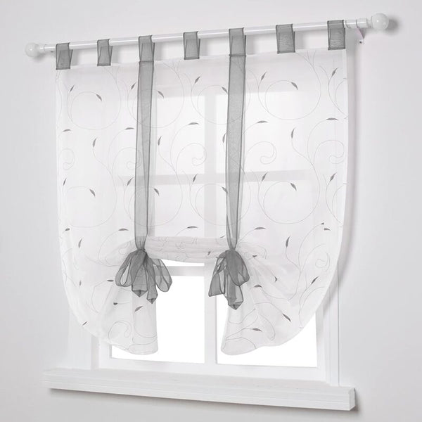 Embroidery Roman Blinds Sheer Curtains Decoration For Bedroom Balcony Kitchen Grey 80Cmx140cm Blinds & Shades
