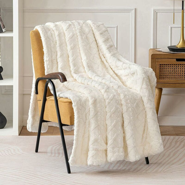 150X200cm Sherpa Fleece Blanket Soft Plush Wool For Better Sleep Beige Blankets