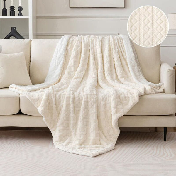 150X200cm Sherpa Fleece Blanket Soft Plush Wool For Better Sleep Beige Blankets