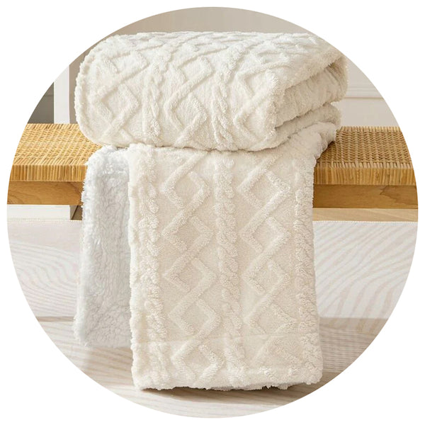 150X200cm Sherpa Fleece Blanket Soft Plush Wool For Better Sleep Beige Blankets