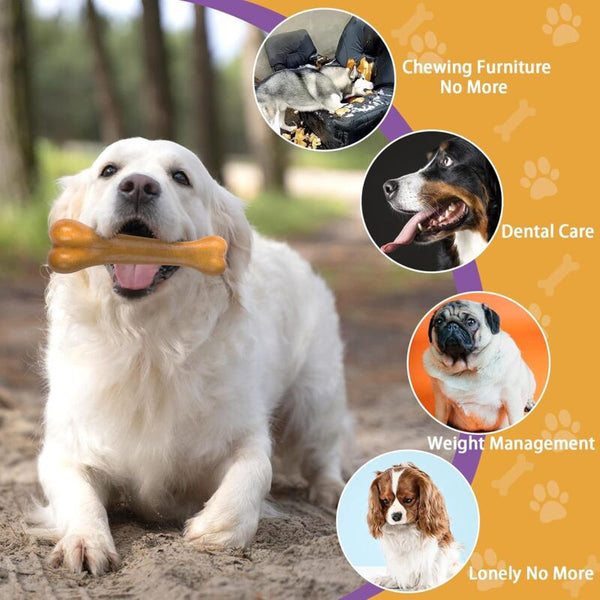 Indestructible Chew Bones Light Beef And Bacon Flavor For Large Medium Dogs Dental Care Teeth Dog Toys