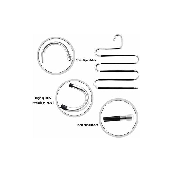 6 Pack Shaped Stainless Steel Non Slip Pants Hangers For Jeans Scarf Trousers Black Clothes Hangers