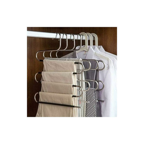 6 Pack Shaped Stainless Steel Non Slip Pants Hangers For Jeans Scarf Trousers Black Clothes Hangers