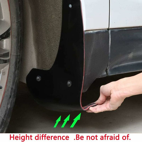 Car Soft Material Universal Fit Black Rubber Splash Guards Mudguards No Collision 17" X 9" 0.2" Mud Flaps