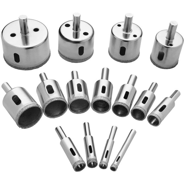 Diamond Drill Bit 15 Pcs Hole Saw Tools Set For Glass/Tile/Ceramic/Marble/Porcelain Carbon Steel Drill Bits
