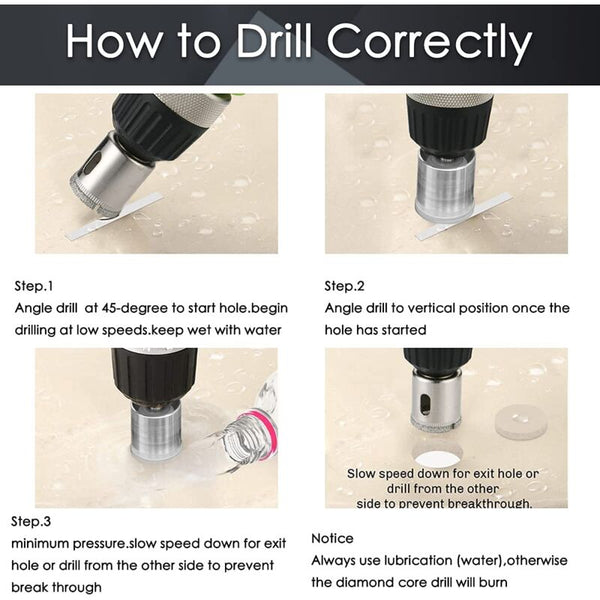 Diamond Drill Bit 15 Pcs Hole Saw Tools Set For Glass/Tile/Ceramic/Marble/Porcelain Carbon Steel Drill Bits