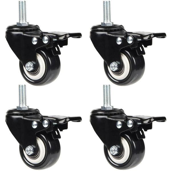 4 Swivel Casters With Brakes 50Mm 40Kg Load Capacity Each M10 Screws Castor Wheels