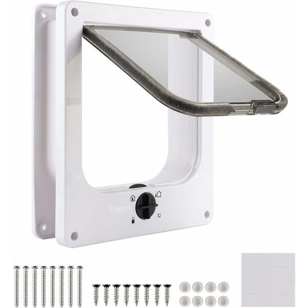 Cat Flap For Indoor Cats White Magnetic Door 27 X 23.5 5.5 Cm 4 Way Doors & Flaps