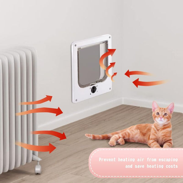 Cat Flap For Indoor Cats White Magnetic Door 27 X 23.5 5.5 Cm 4 Way Doors & Flaps