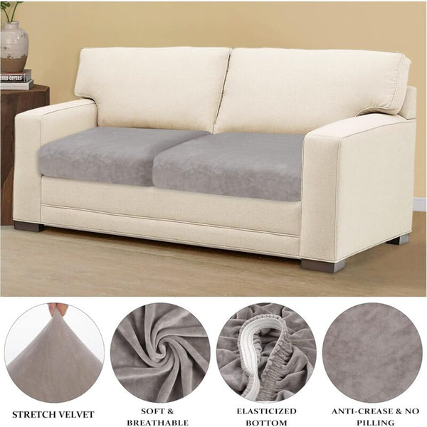 Velvet Cushion Cover Sofa Furniture Protector Seat For Couch 2 Slice Cushion Covers