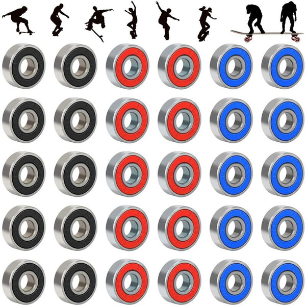 30Pcs Abec 9 Carbon Steel Skateboard Bearings Smooth & Quiet Skateboards