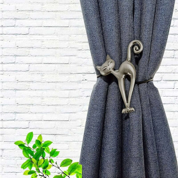 2 Pcs Magnetic Curtain Tiebacks Buckle Beautiful Cat Pattern Clip Accessories For Home Curtain Poles & Accessories