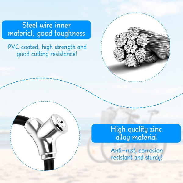 Bicycle Lock Zinc Alloy Bike Universal Portable High Security Anti Theft Cable Mount Mtb Scooter Locks & Security