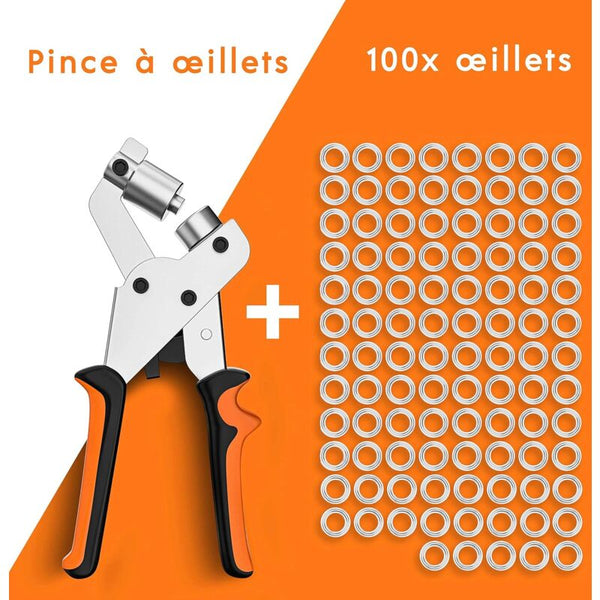 Professional Eyelet Punch Pliers With 100 Eyelets (10Mm Inner Diameter) Hole Punches