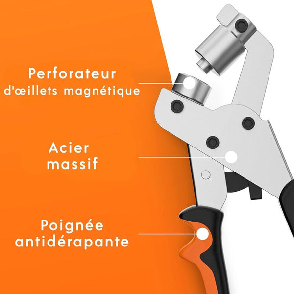 Professional Eyelet Punch Pliers With 100 Eyelets (10Mm Inner Diameter) Hole Punches