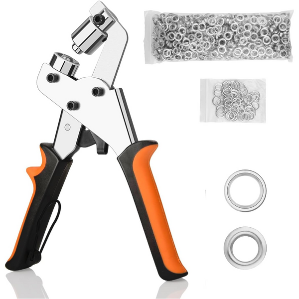 Professional Eyelet Punch Pliers With 100 Eyelets (10Mm Inner Diameter) Hole Punches