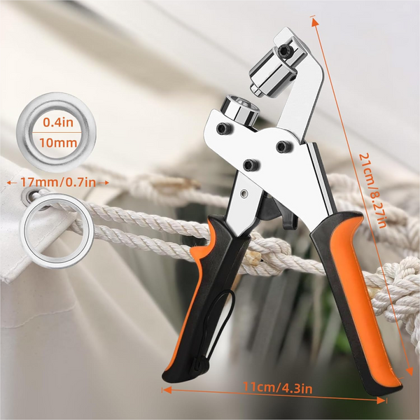 Professional Eyelet Punch Pliers With 100 Eyelets (10Mm Inner Diameter) Hole Punches