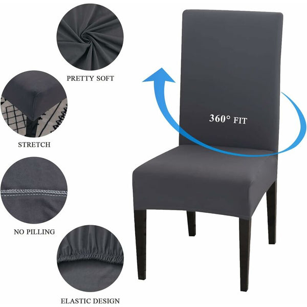 Stretch Dining Chair Covers Set Of 6 Universal Washable Polyester Spandex Slipcovers