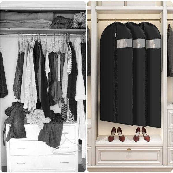 Garment Covers 60 X 140 Cm Pack Of Waterproof Dustproof Clothes With Zip Hanging For Storage Garment Bags