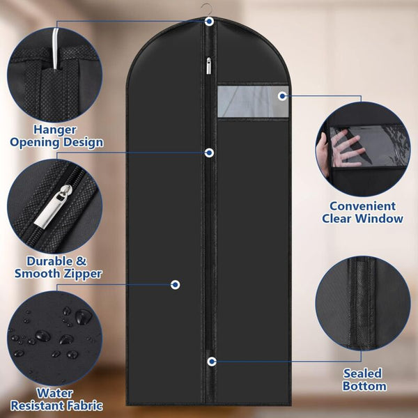 Garment Covers 60 X 140 Cm Pack Of Waterproof Dustproof Clothes With Zip Hanging For Storage Garment Bags